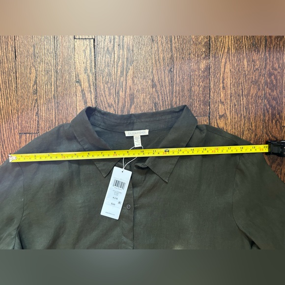Eileen Fisher Handkerchief Linen Classic Collared Shirt - Picture 7 of 16
